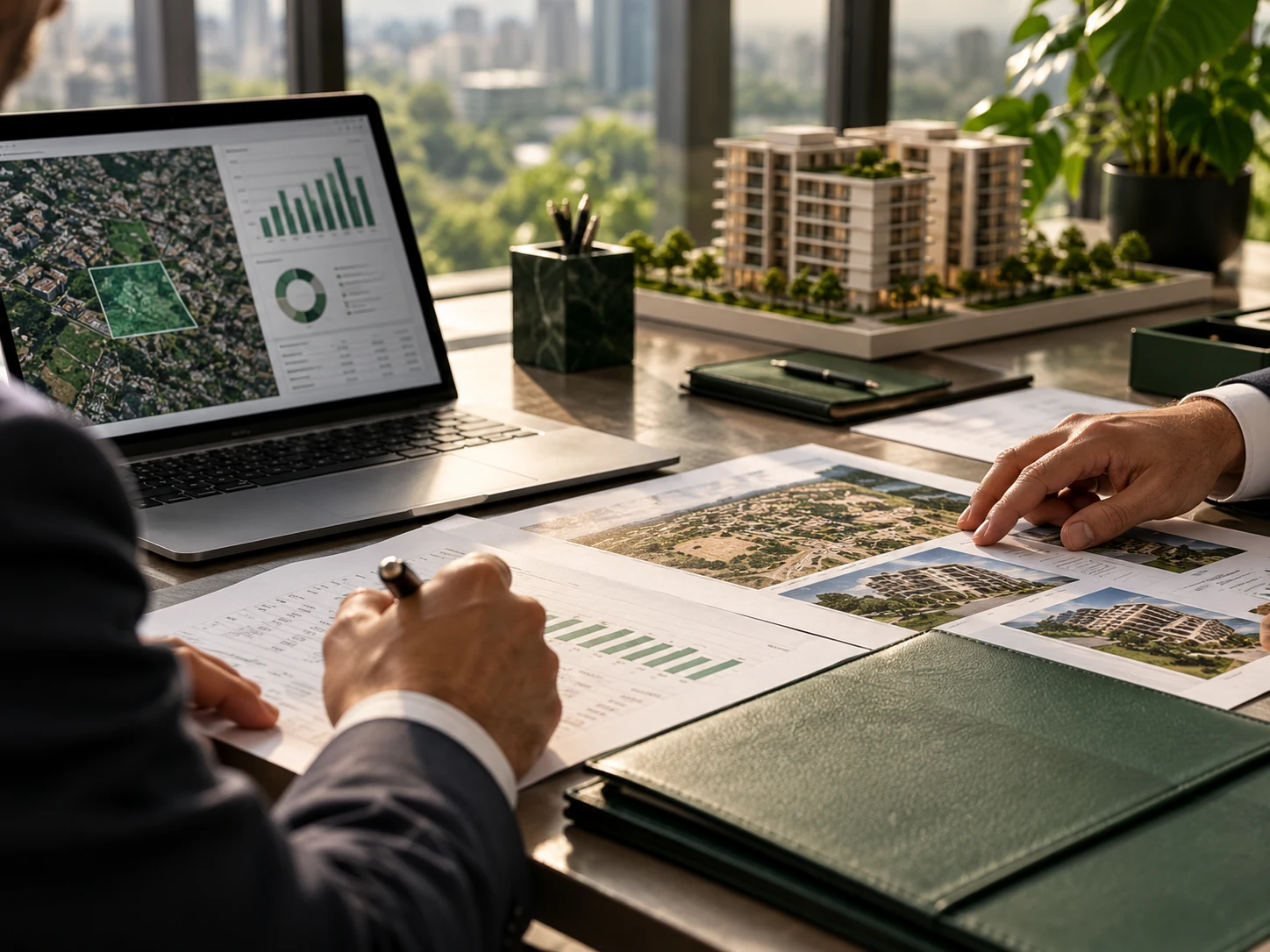 Análise de carteira imobiliária com plantas e documentos
